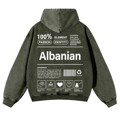 Albanian Unisex Fit  Washed Hoodie wearishow