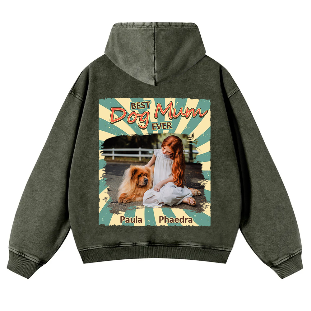 Retro Funny Dog Shirt Photo - Personalized Custom Unisex Washed Hoodie wearishow