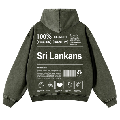 Sri Lankans Unisex Fit  Washed Hoodie wearishow