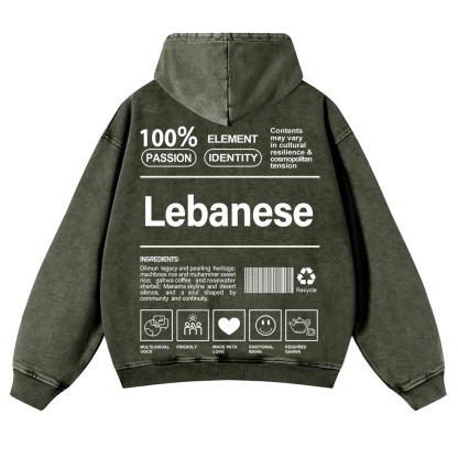 Lebanese Unisex Fit  Washed Hoodie wearishow