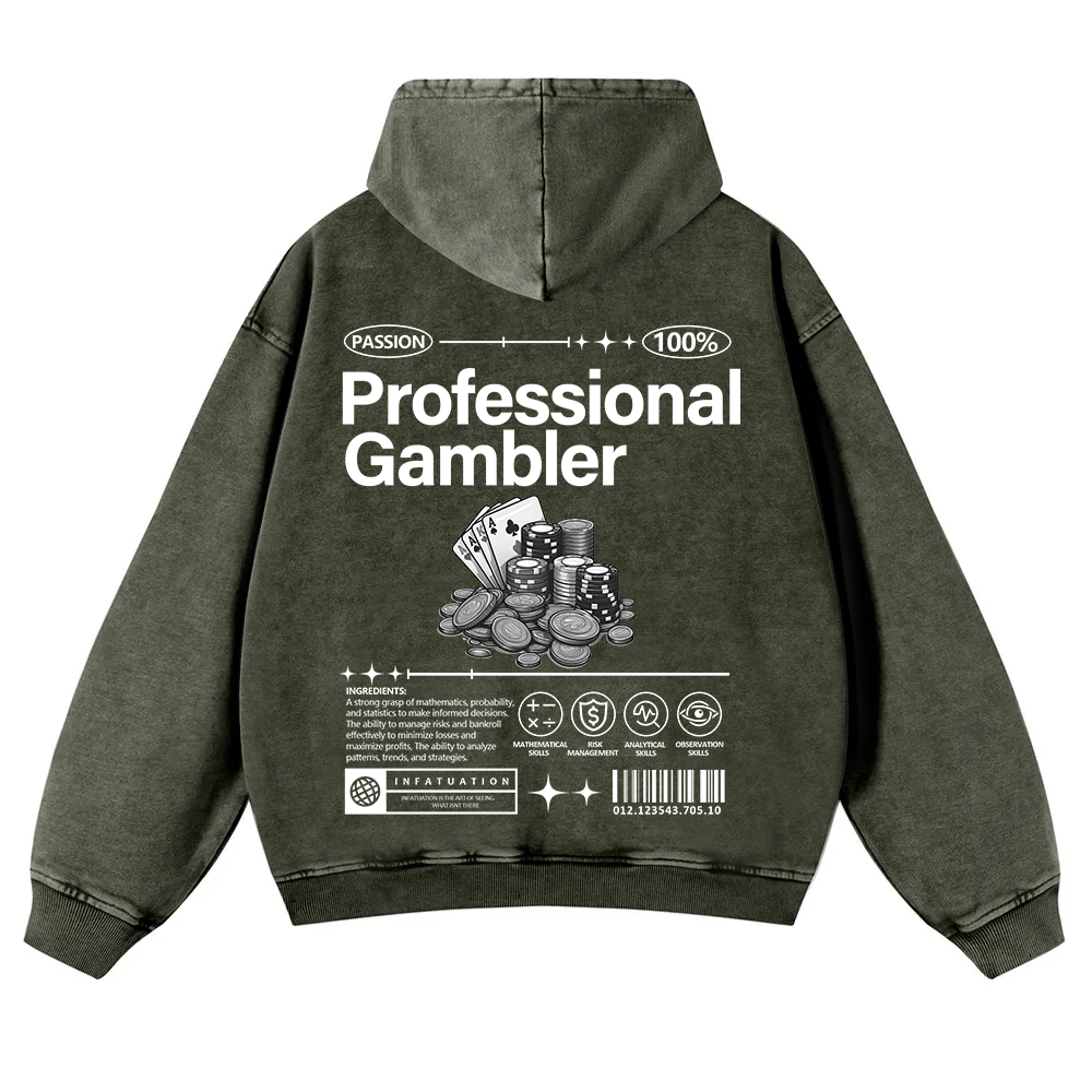 Professional Gambler Washed Hoodie wearishow