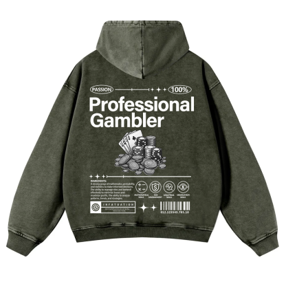 Professional Gambler Washed Hoodie wearishow