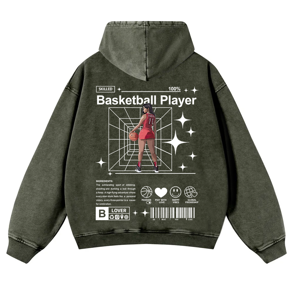 Basketball Player Washed Hoodie wearishow