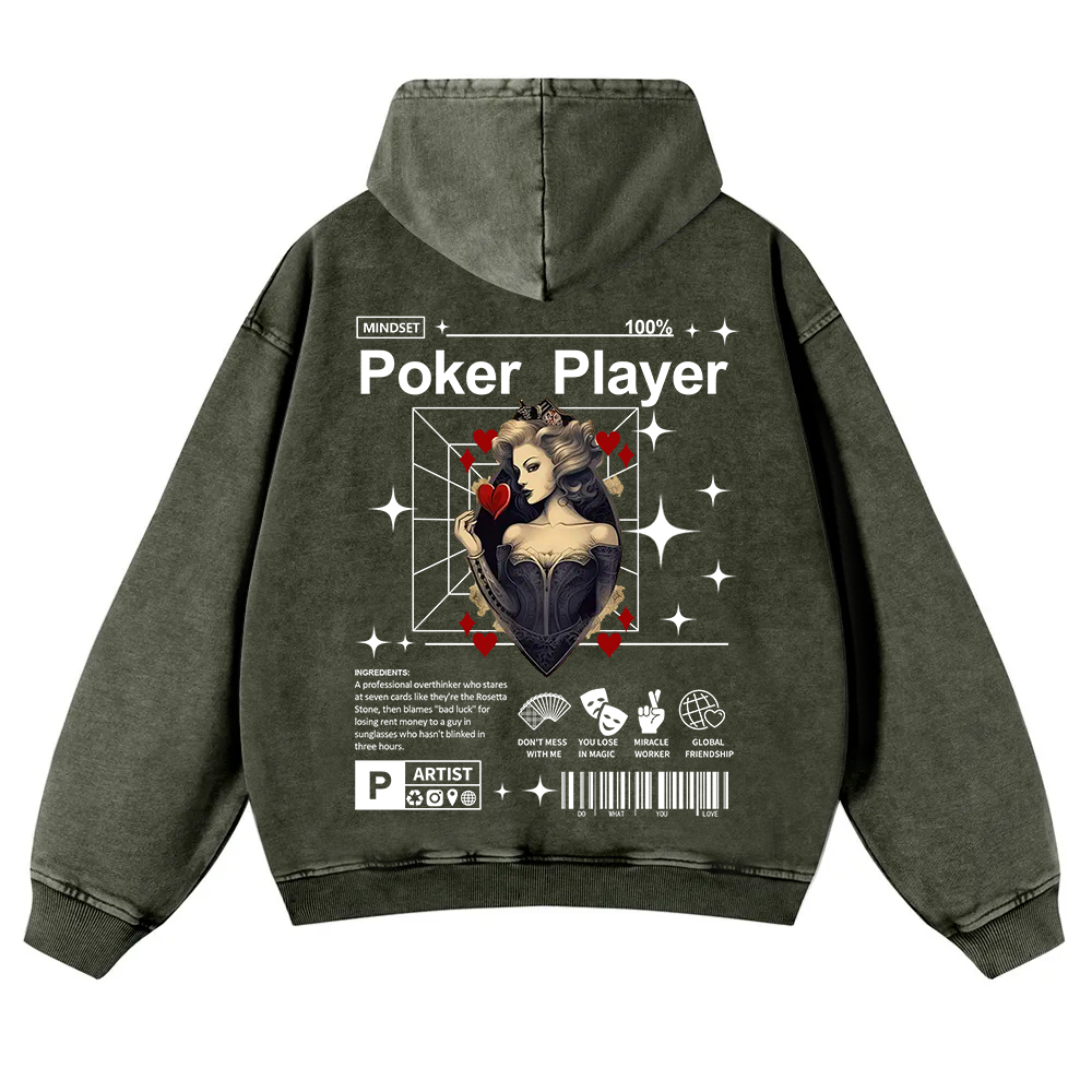 Poker Player  Washed Hoodie wearishow