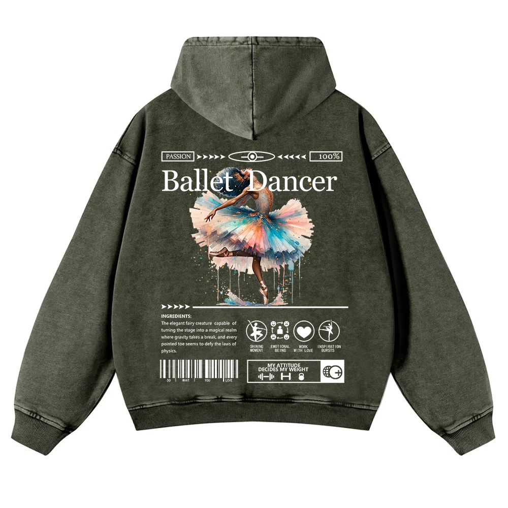Ballet Dancer Washed Hoodie wearishow