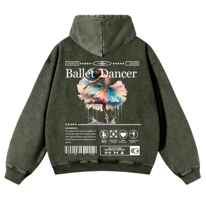 Ballet Dancer Washed Hoodie wearishow