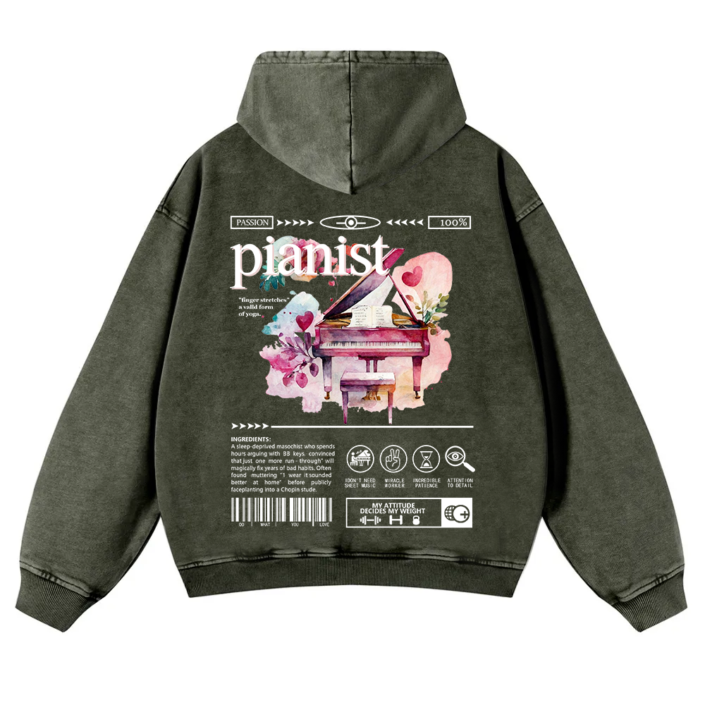 Pianist Washed Hoodie wearishow