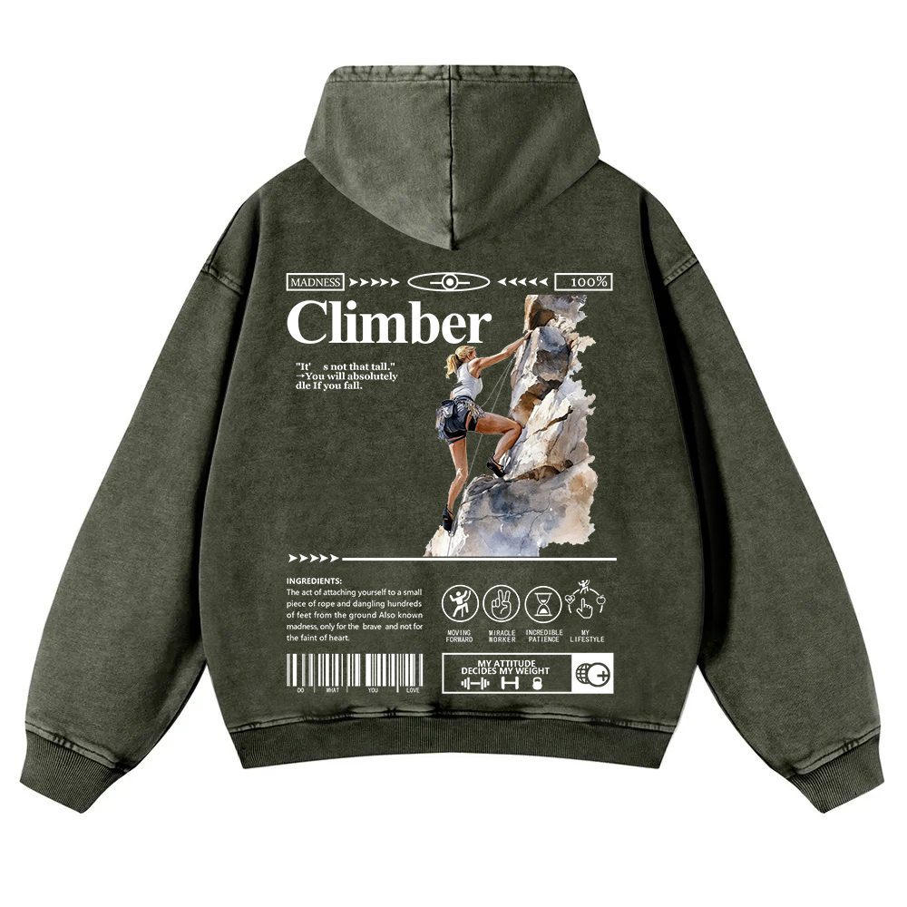 Climber Washed Hoodie wearishow