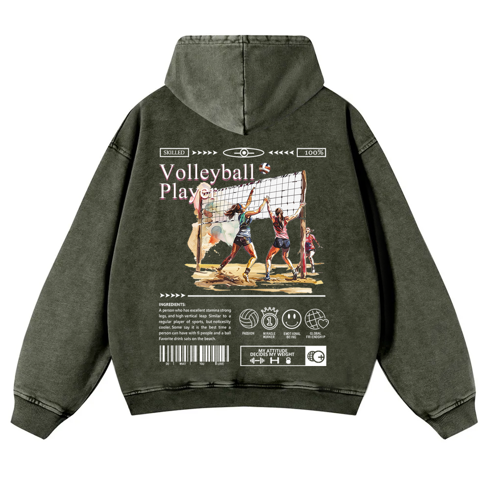 Volleyball Player Washed Hoodie wearishow