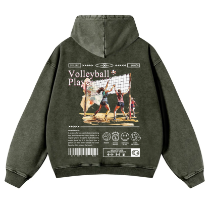 Volleyball Player Washed Hoodie wearishow
