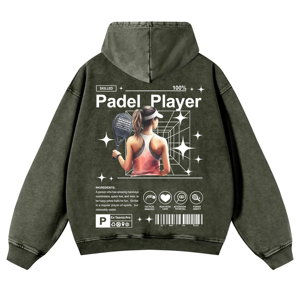 Padel Player Washed Hoodie wearishow