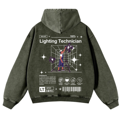 Lighting Technician Washed Hoodie wearishow