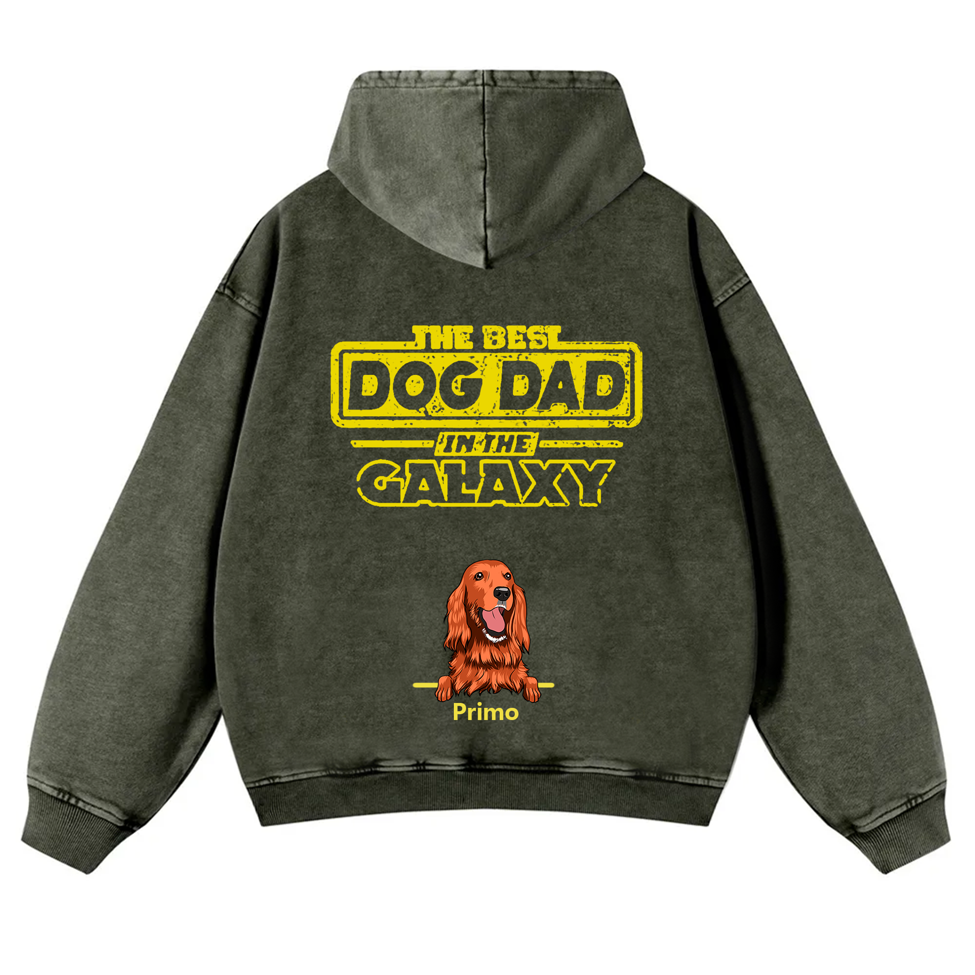 The Best Dog Dad In The Galaxy - Personalized Custom Unisex Washed Hoodie