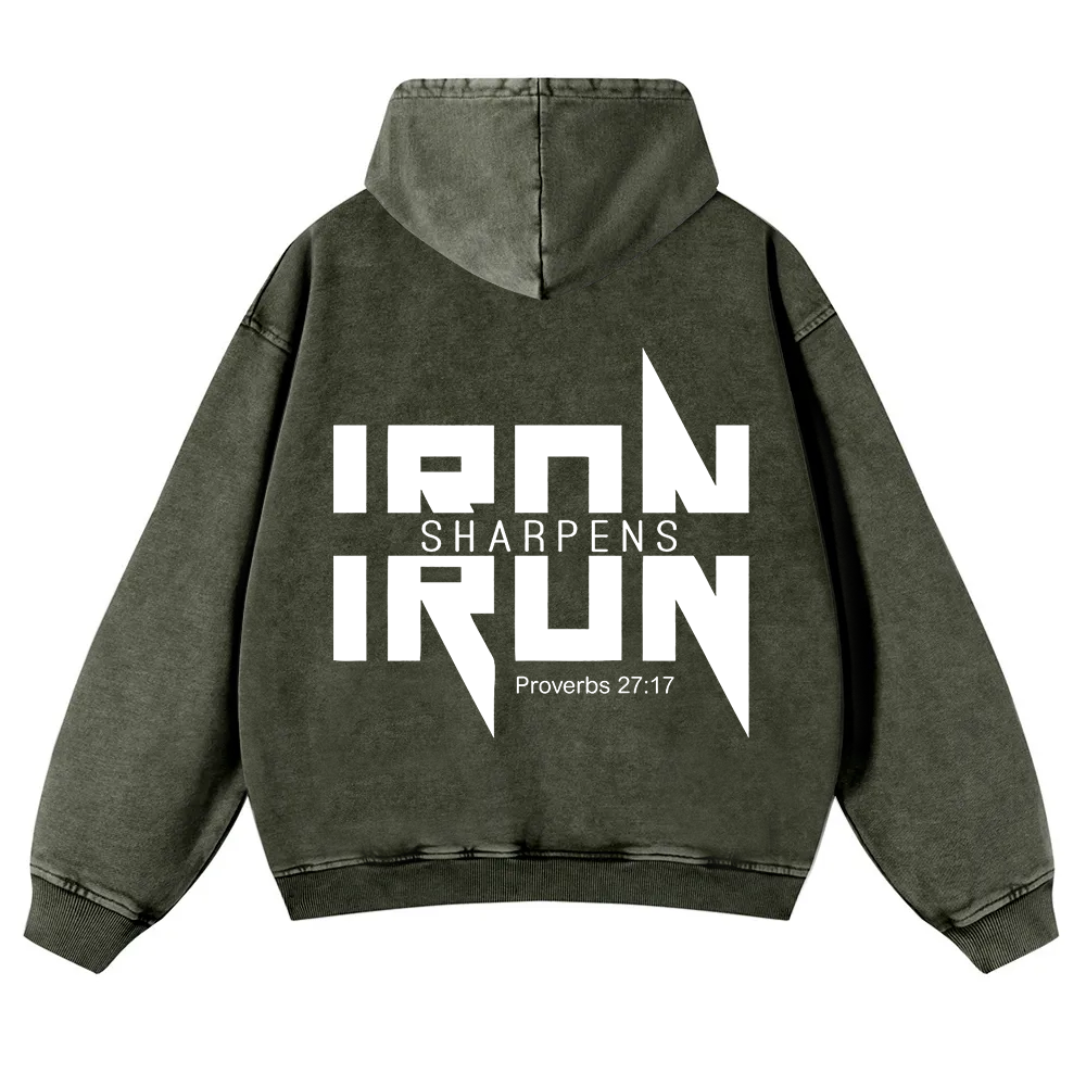 Iron Sharpens Iron Christian Washed Hoodie wearishow