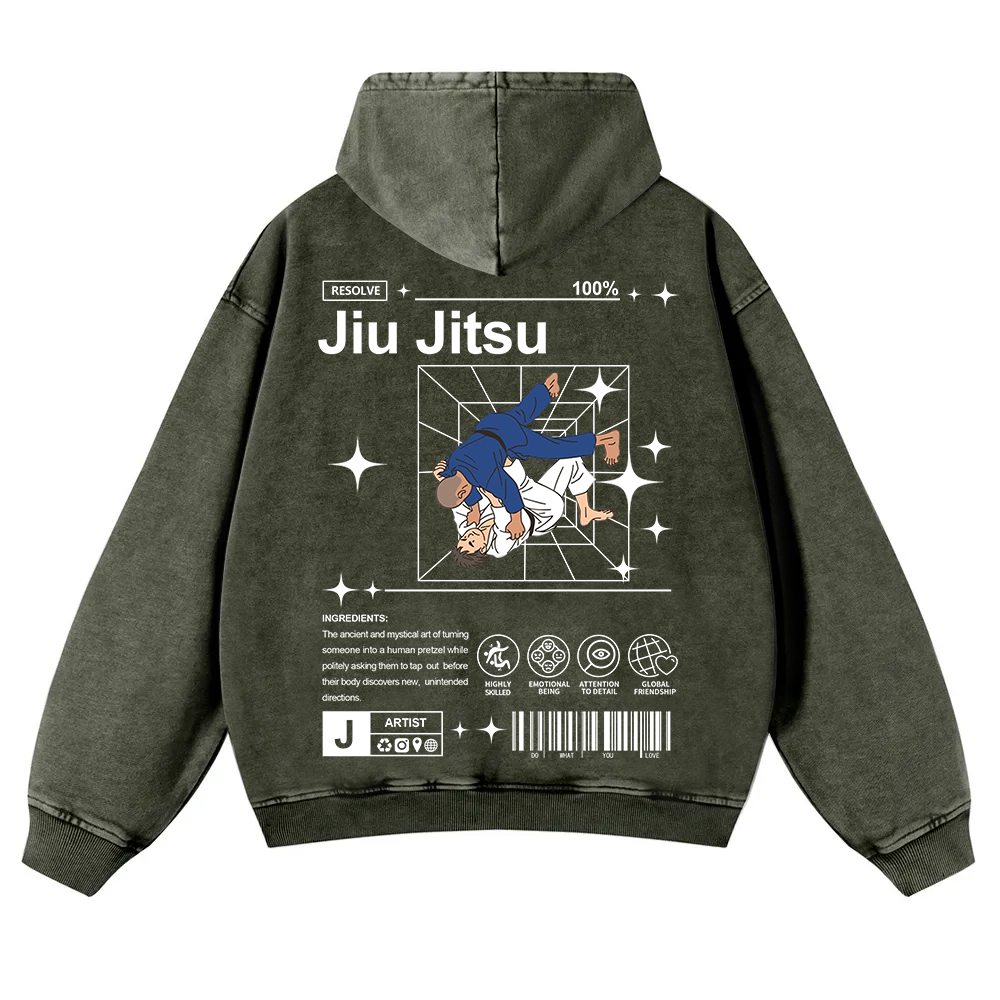 Jiu Jitsu Washed Hoodie wearishow