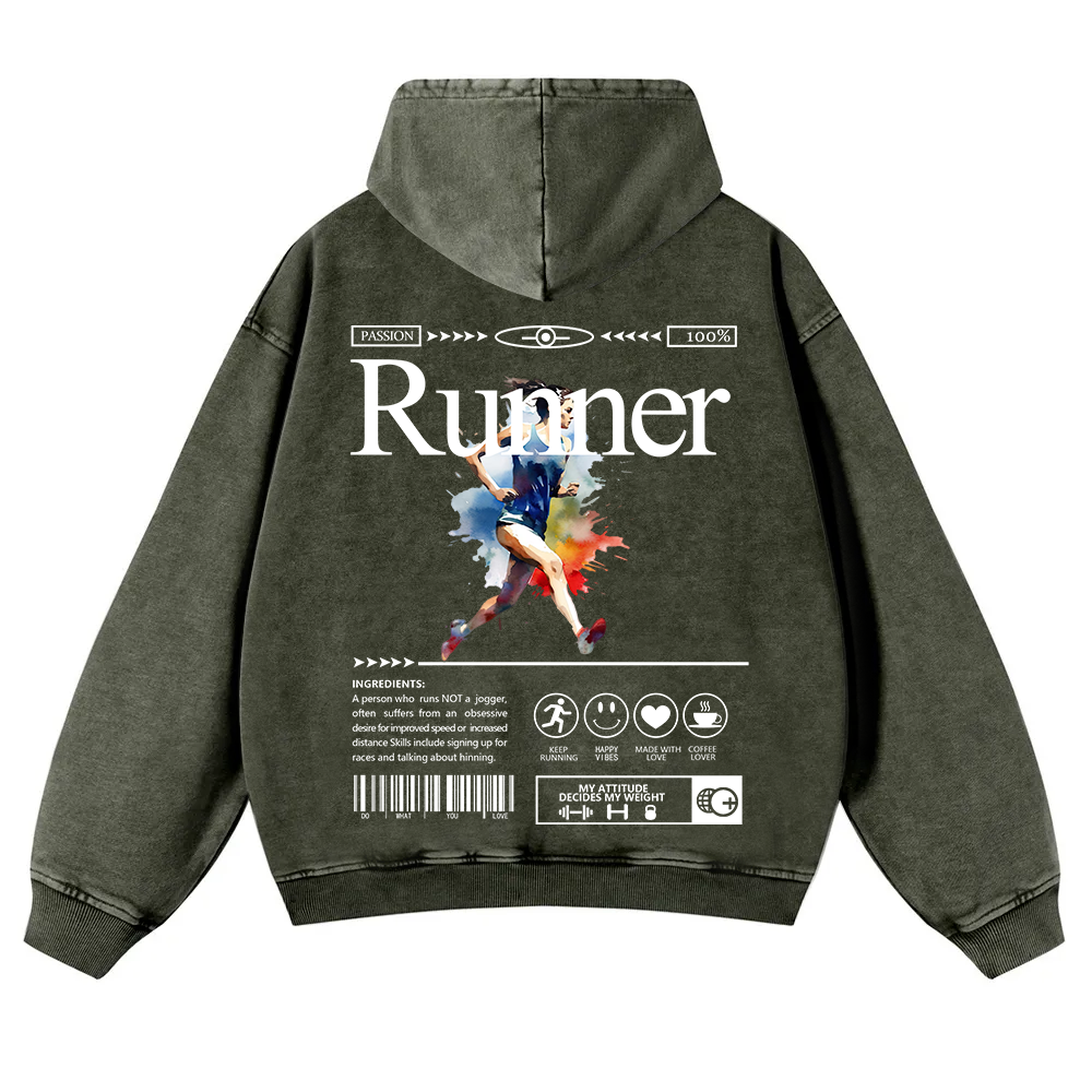 Runner Washed Hoodie wearishow