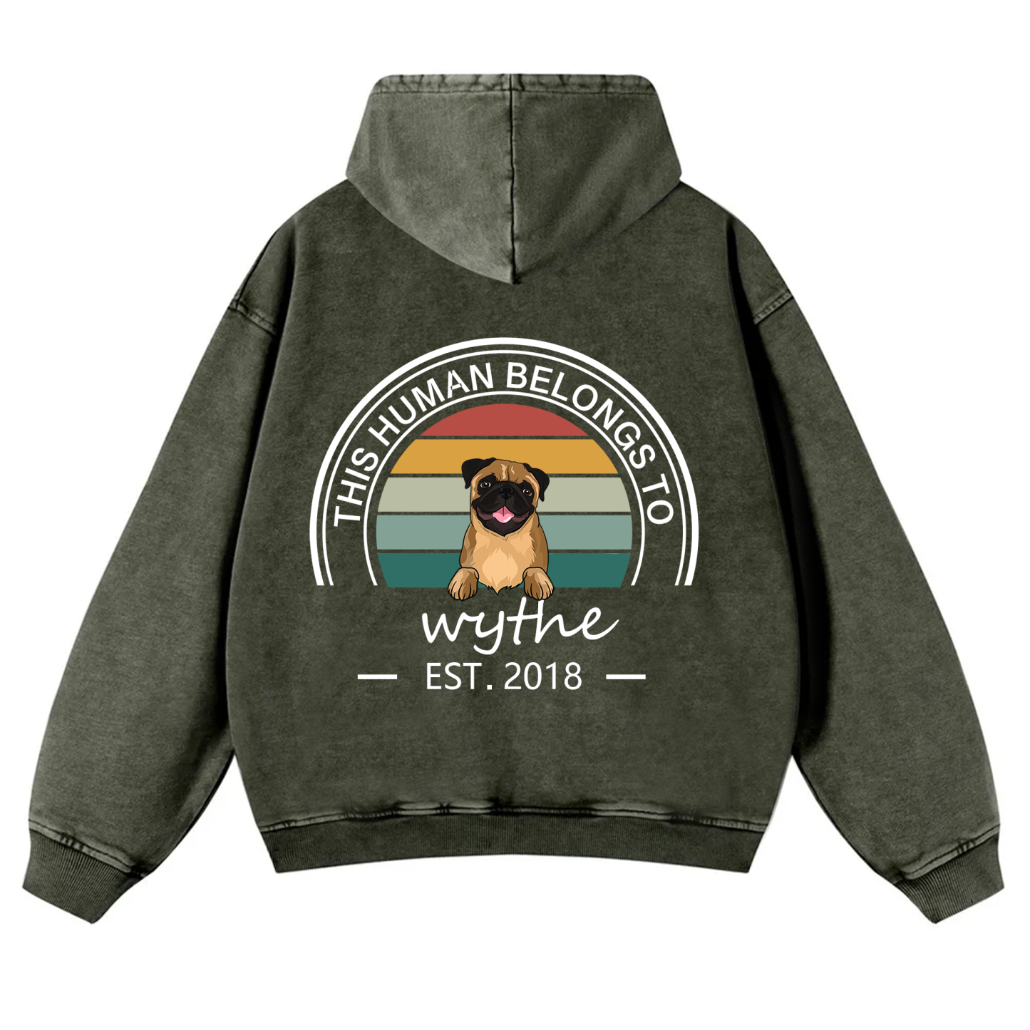 This Human Belongs To 3 - Personalized Custom Unisex Washed Hoodie