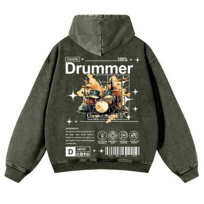 Drummer Washed Hoodie wearishow