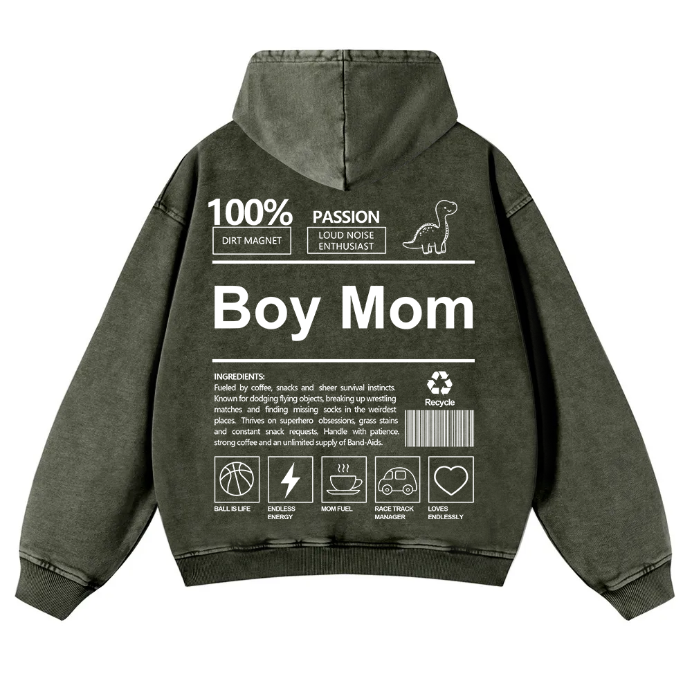 Boy Mom Washed Hoodie wearishow