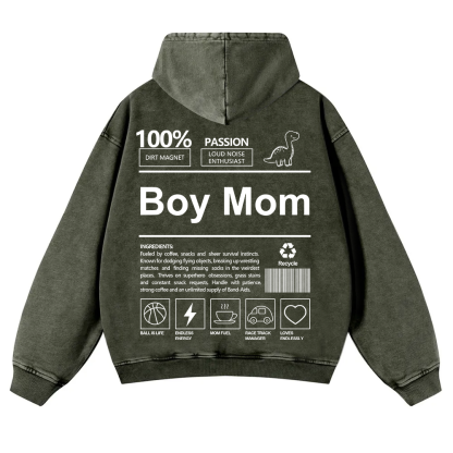Boy Mom Washed Hoodie wearishow