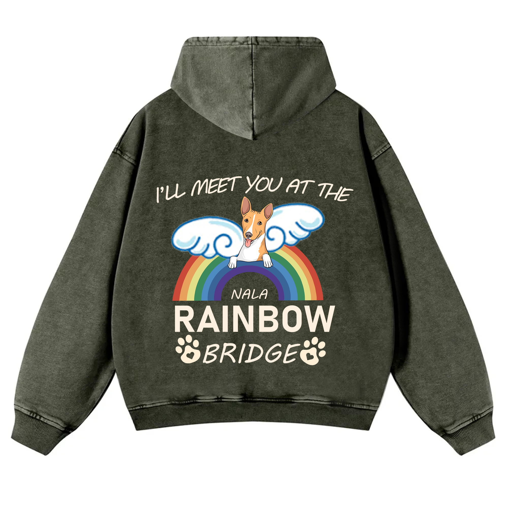 I'll Meet You At The Rainbow Bridge - Personalized Custom Unisex Washed Hoodie