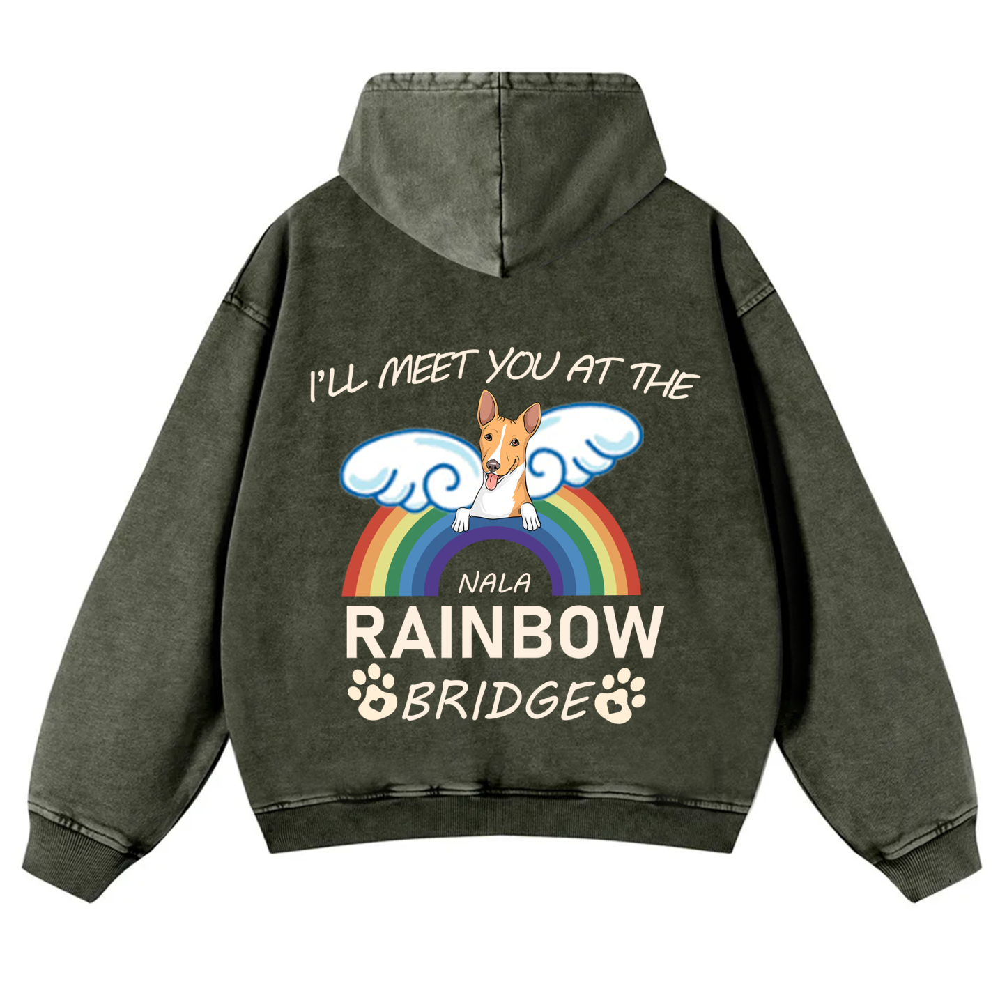 I'll Meet You At The Rainbow Bridge - Personalized Custom Unisex Washed Hoodie