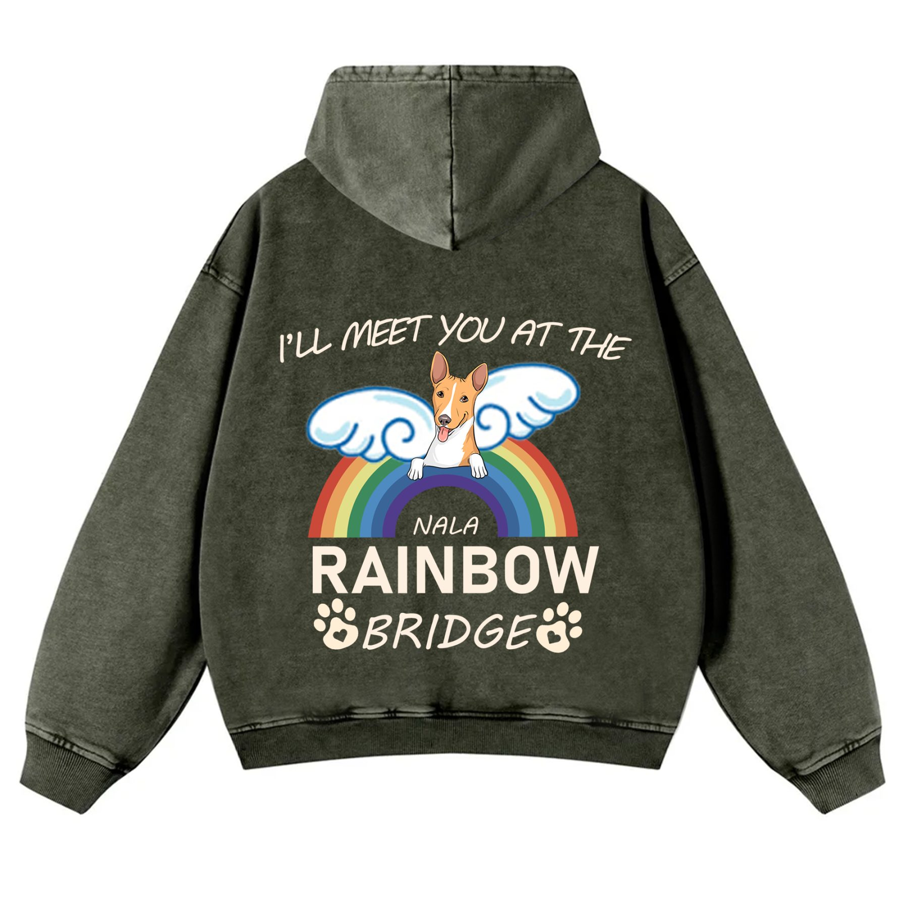 I'll Meet You At The Rainbow Bridge - Personalized Custom Unisex Washed Hoodie