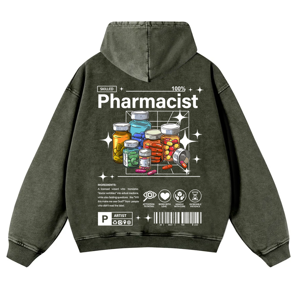 Pharmacist Washed Hoodie wearishow