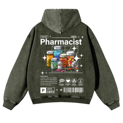 Pharmacist Washed Hoodie wearishow