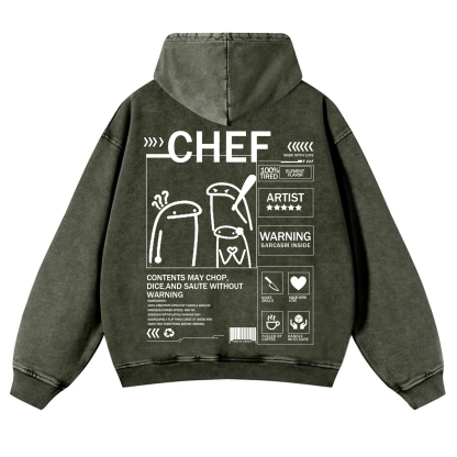 Chef Solid Color Unisex Washed Hoodie