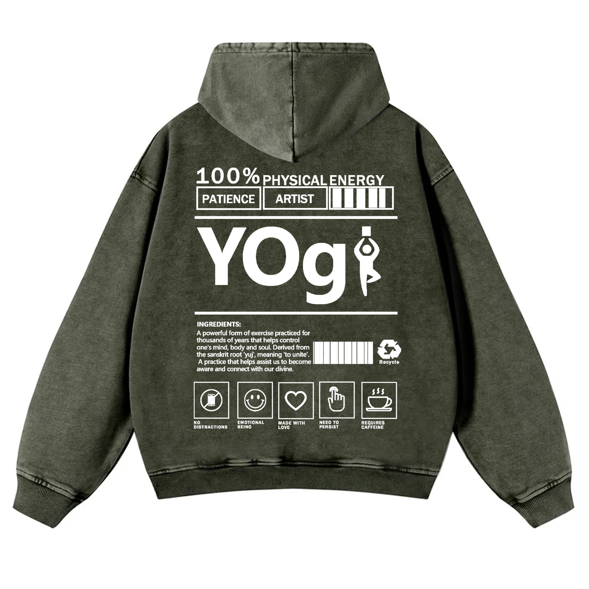 Yogi Solid Color Unisex Washed Hoodie