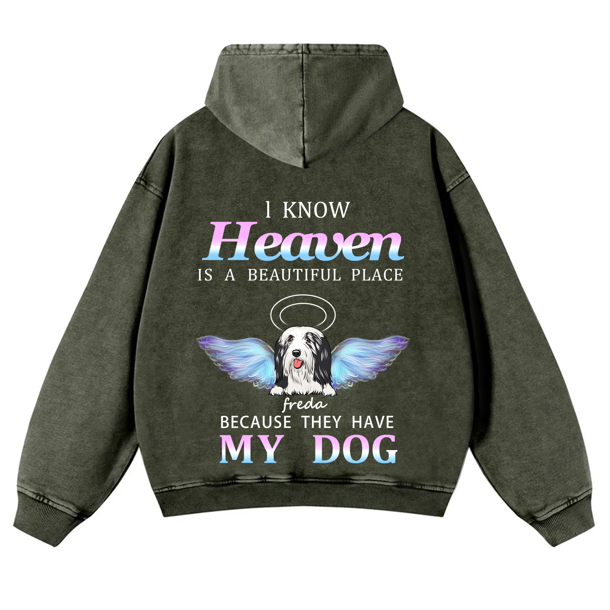 Heaven Is A Beautiful Place - Personalized Custom Unisex Washed Hoodie