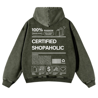 Certified Shopaholic Washed Hoodie wearishow