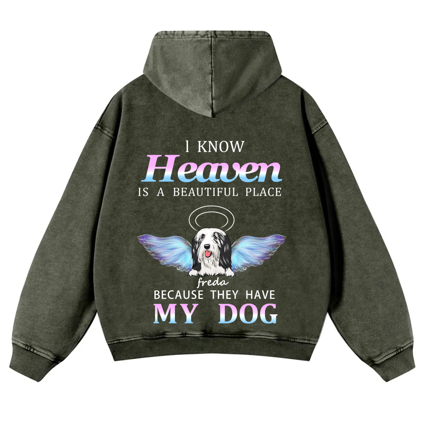 Heaven Is A Beautiful Place - Personalized Custom Unisex Washed Hoodie