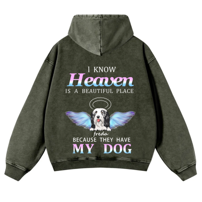 Heaven Is A Beautiful Place - Personalized Custom Unisex Washed Hoodie