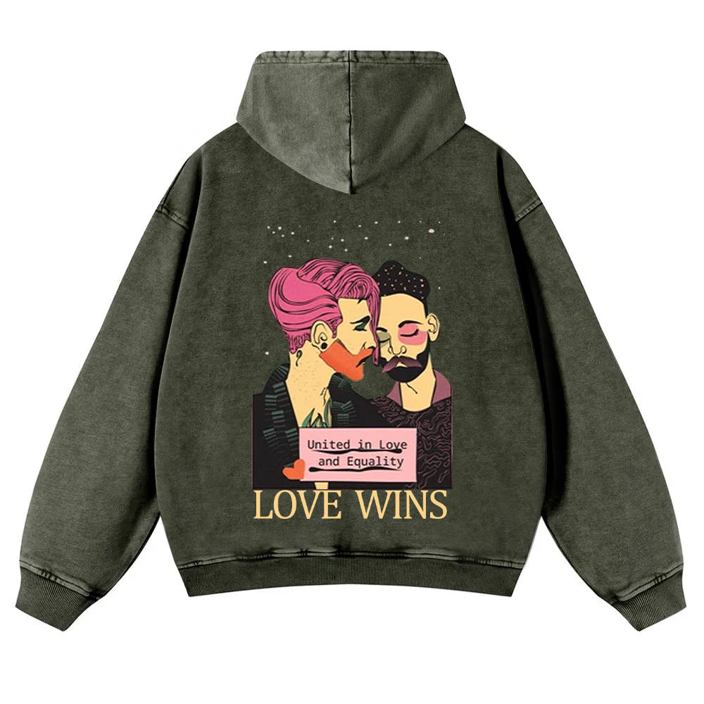 United in Love and Equality Love Wins Washed Hoodie wearishow