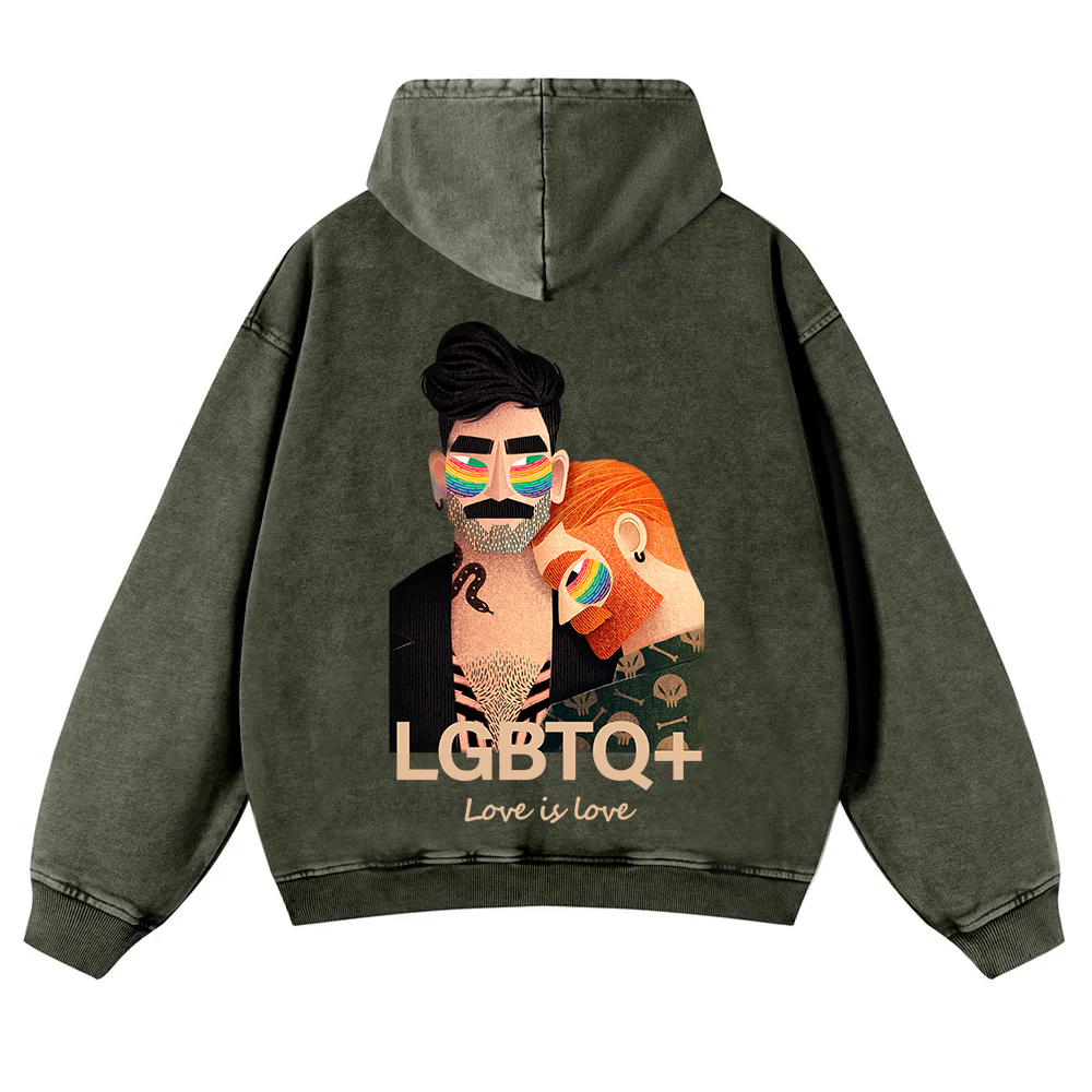 Lgbtq+ Love Is Love Washed Hoodie wearishow