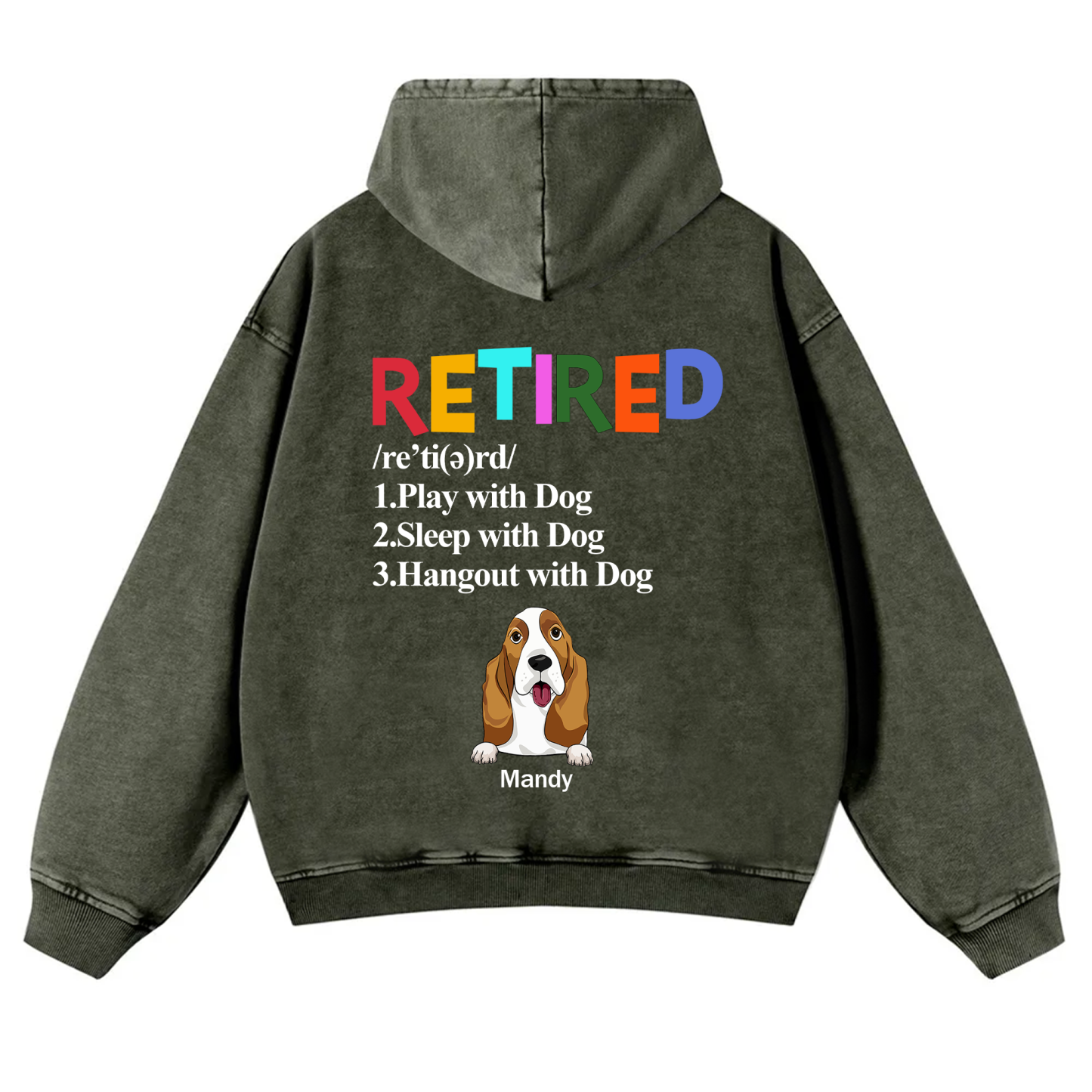 Retired,Play With Dog - Personalized Custom Unisex Washed Hoodie