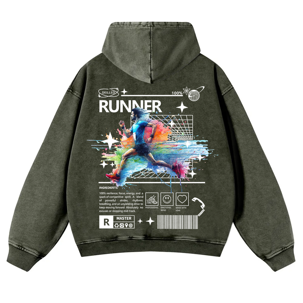 Runner Washed Hoodie wearishow