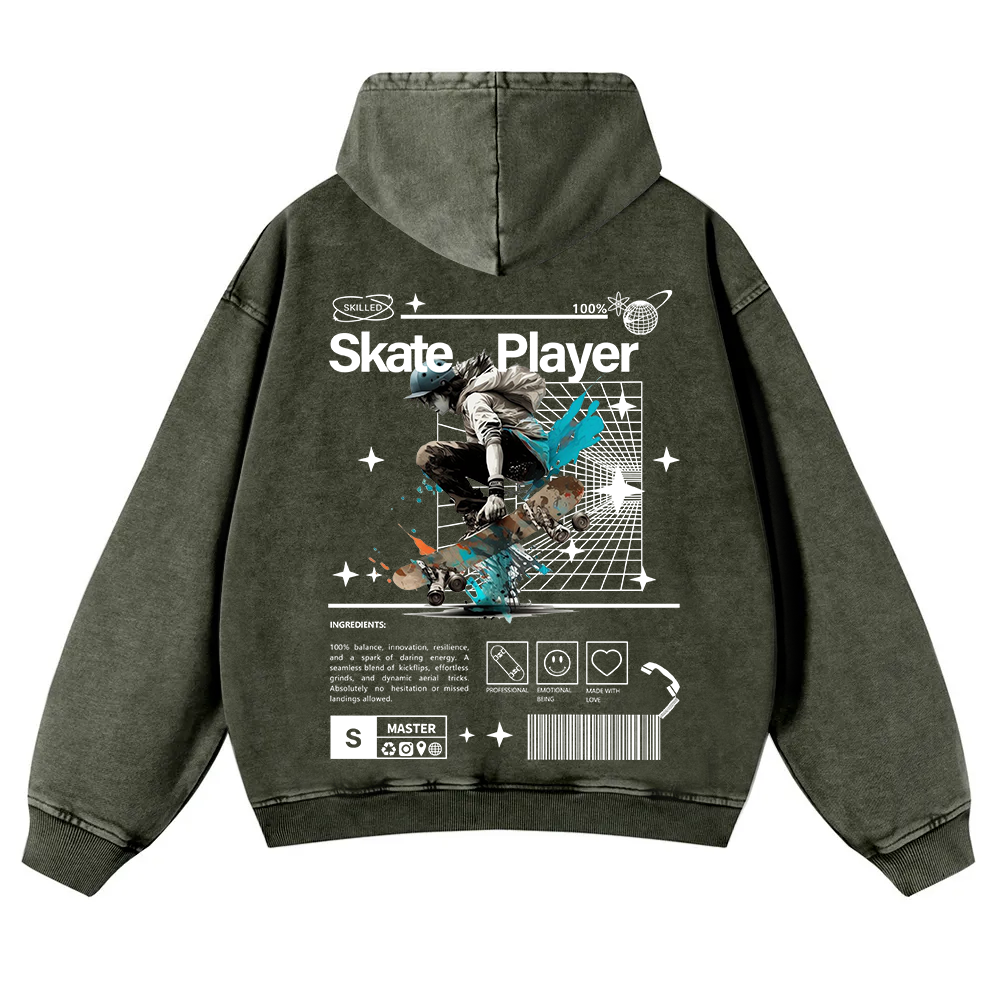 Skate Player  Washed Hoodie wearishow