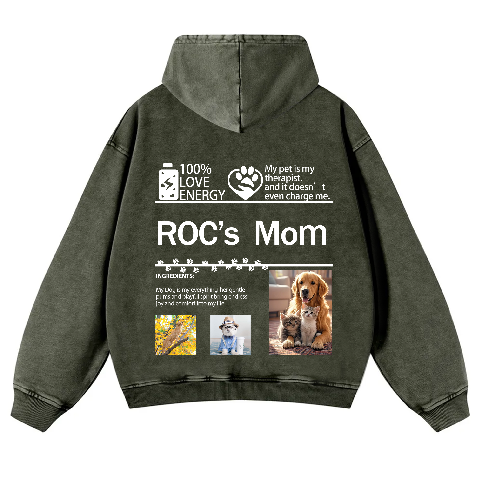 Pet Photo Creative Customized Unisex Washed Hoodie