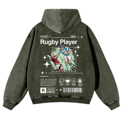 Rugby Player Washed Hoodie wearishow