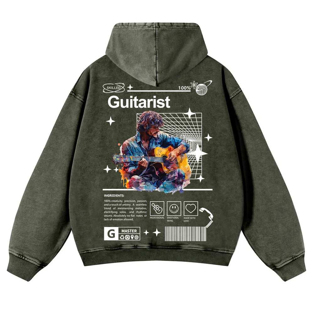 Guitarist Washed Hoodie wearishow