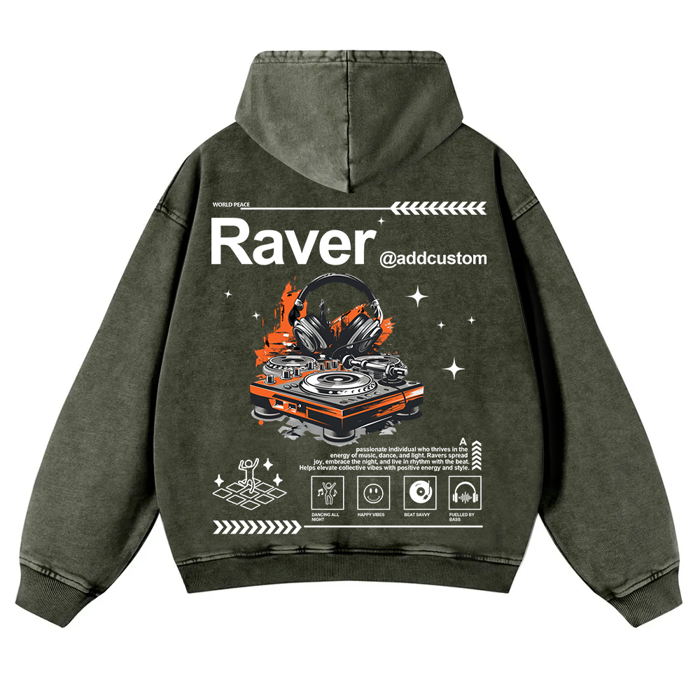 Addcustom Raver Washed Hoodie wearishow
