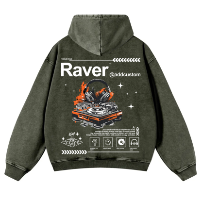 Addcustom Raver Washed Hoodie wearishow