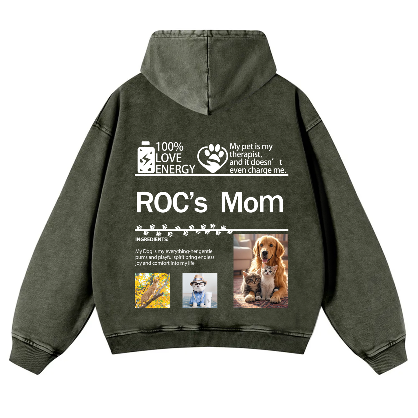 Pet Photo Creative Customized Unisex Washed Hoodie