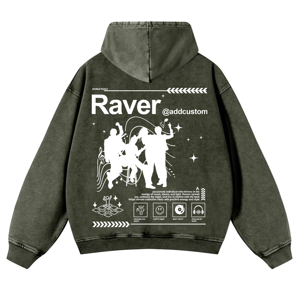 Addcustom Raver Washed Hoodie wearishow