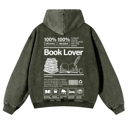 Book Lover Washed Hoodie wearishow