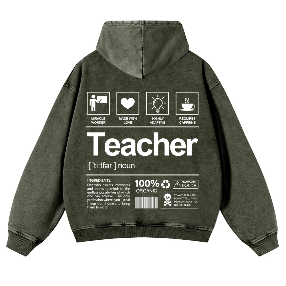 Teacher Washed Hoodie wearishow