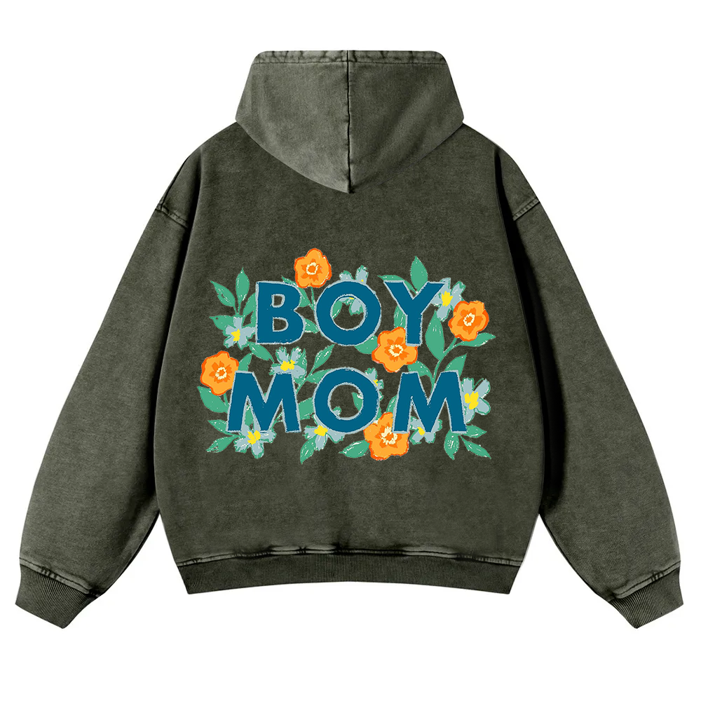 Boy Mom Washed Hoodie wearishow